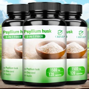 Psyllium Husk Supplement - Natural Fiber for Digestion & Bloating Relief | 120 Capsules